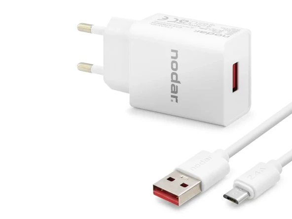 Micro Usb Hızlı Şarj Seti 12W 2.4A Usb Adaptörlü - Beyaz ND1004 ürün görseli 1