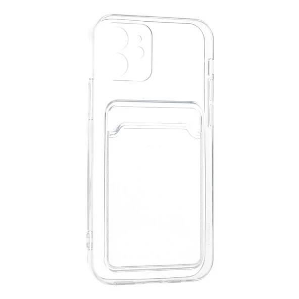 İphone 12 Kılıf Kart Şeffaf Silikon - Şeffaf - Resim 4