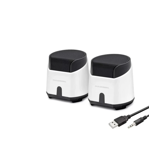 Masaüstü Hoparlör 1+1 USB + 3.5mm - Beyaz HD6024W ürün görseli 1