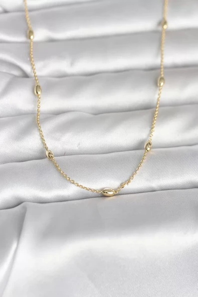 CM 14K Gold Renk Damla Topçuk Model Zincirli 60 cm Kadın Kolye - TJ-BKO10980 ürün görseli 1