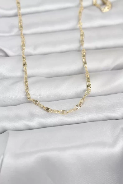 CM 14K Gold Renk Lazerli Gemici Zincir Model 60 cm Kadın Kolye - TJ-BKO10974 ürün görseli 1