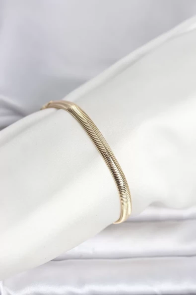 CM 14K Gold Renk Yassı Zincir Yılan Model Kadın Bileklik - TJ-BB8297 ürün görseli 1