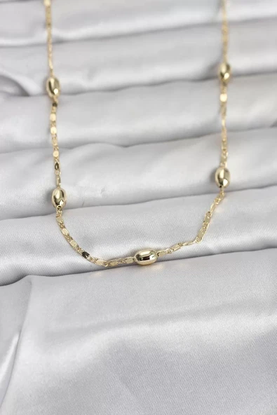 CM 14K Gold Renk Damla Topçuklu Zincir Model 60 cm Kadın Kolye - TJ-BKO10977 ürün görseli 1