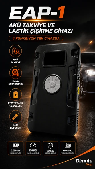 MSYELEKTRONİK Eap-1 Akü Takviye Cihazı ve Lastik Şişirme Pompası  Powerbank El Feneri ürün görseli 1