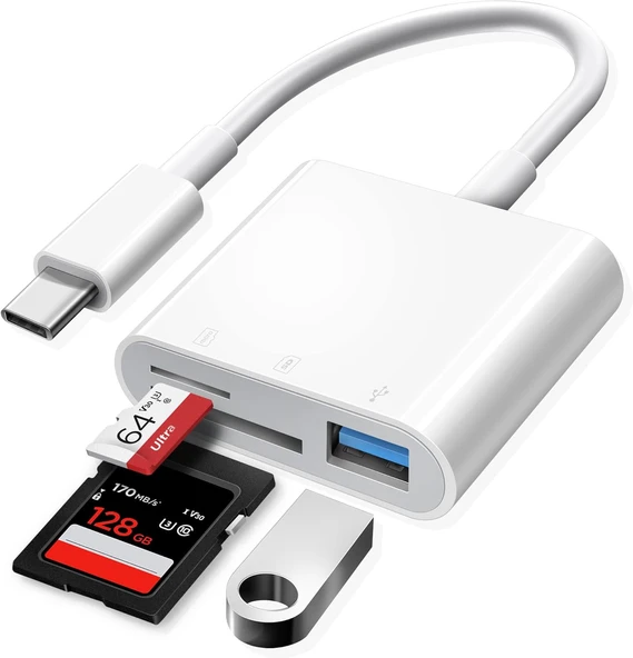 OEM 3 in 1 USB-C to USB TF/SD/microSD Kart Okuyucu ürün görseli 1