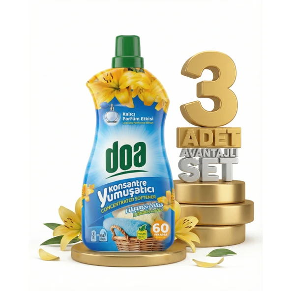 Doa Konsatre Yumuşatıcı Lityum Lotus 3x1500 Ml ürün görseli 1