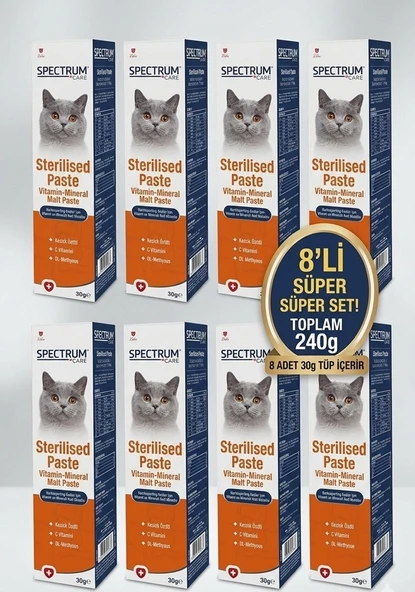 Spectrum Care Kısırlaştırılmış Kediler İçin Vitaminli Malt Paste 30 G*8 Adet ürün görseli 1