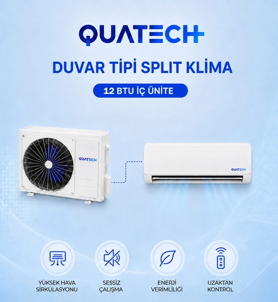 QUATECH 12.000 Btu/h A++ Enerji Sınıfı R32 Duvar Tipi Inverter Klima ürün görseli 1
