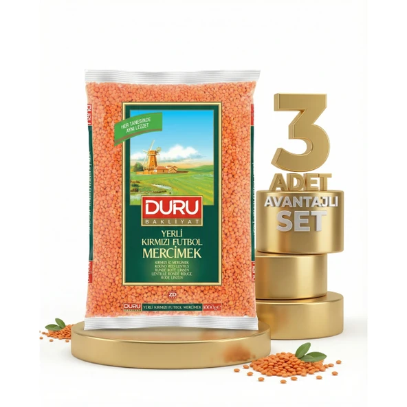 Duru Kırmızı Futbol Mercimek 3x1 Kg ürün görseli 1