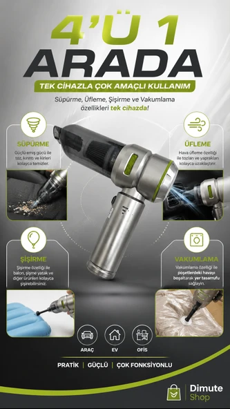 MSYELEKTRONİK HL-121 80000 RPM Kablosuz Araç ve Ev Süpürgesi 4'ü 1 Arada Şarjlı ürün görseli 1