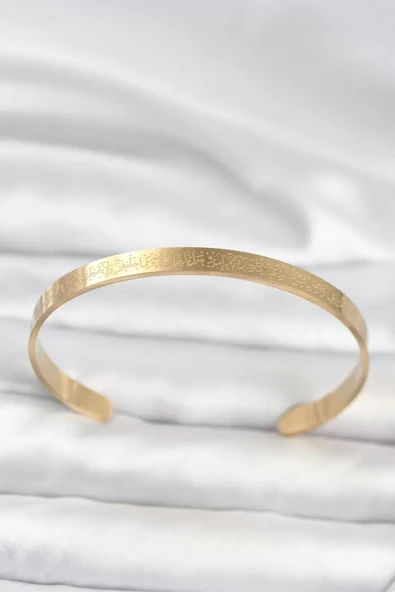 316L Çelik Gold Renk Ayetel Kürsi Yazılı Bileklik - TJ-BB8370 ürün görseli 1