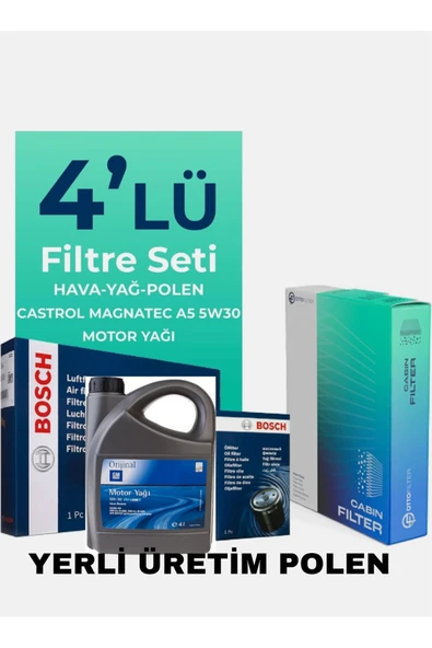 Peugeot 407 1.6 HDİ Filtre Seti 4'Lü 2005-2011+GM 5W-30 4 LtDexos2 Yağ 2025 Üretim+BOR Yağ Katkısı(Mazot Filtresiz ürün görseli 1
