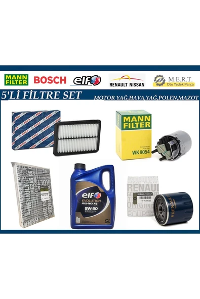 Nissan Qashqai J10 1.5 Dci 104HP 107HP Dizel Filtre Seti 2009-2013+Motor Yağı 5w30 5lt 2025 ürün görseli 1