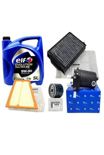 Renault Megane 2 1.5dci Kw60 Filtre Seti 2003-2006+ELF 5W30 5LT (MAZOT HARİÇ-859hava-927yağ-109polen ürün görseli 1