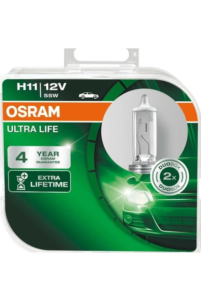 Ampul Ultra Life H11 12V 55W Daha uzun kullanım süresi, İkili Kutu (2 Lamba) 64211ULT-HCB ürün görseli 1