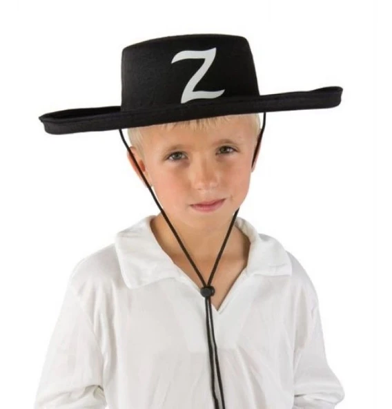 Z Logolu Çocuk Boy Bağcıklı Zorro Şapkası ürün görseli 1