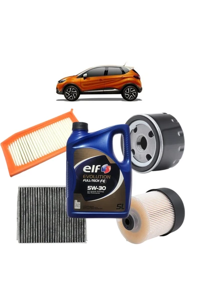 Renault Captur 4plus Karbon Filtre Bakım Seti 1.5 Dci Elf Evolution Yağlı 2013-2020 Kit1020h ürün görseli 1