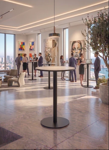 Matte Prime Beyaz Yuvarlak Kompakt Laminant 102cm Bistro Metal Masa - Cafe, Otel, Restoran Masası ürün görseli 1