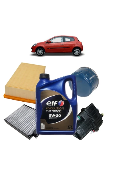 Renault Clio 3 4plus Karbon Filtre Bakım Seti 1.5 Dci Elf Evolution Yağlı 2005-2012 Kit1044h ürün görseli 1