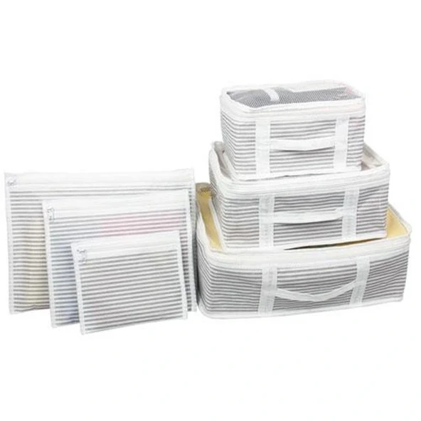Bavul İçi Düzenleyici Valiz Organizer 6 Lı Set - Çizgili ürün görseli 1