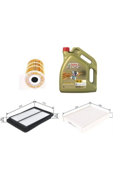 Filtre Seti Nissan Qashqai 2014-2019 Dizel 1.6 - 3'lü Set + Castrol 5w30 Edge 5 Lt ürün görseli 1