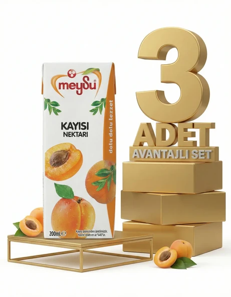 Meysu Nektar Kayısı 3x200 Ml - Resim 2