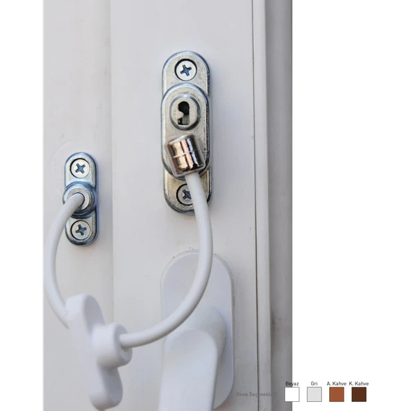 Anahtarlı Halatlı Pvc Kapı Pencere Emniyet Kilidi - Resim 3