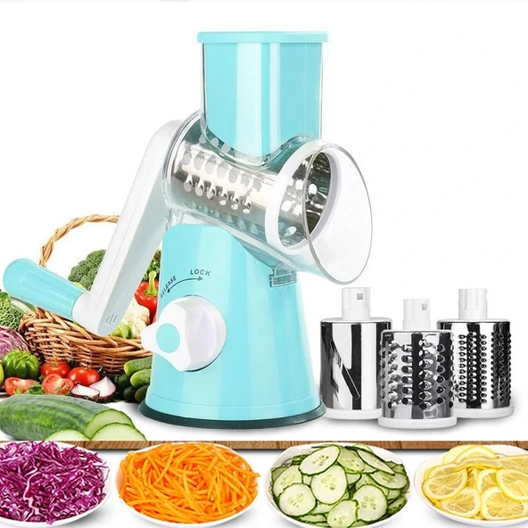 Tutma Kollu Çevirmeli Pratik Rulo Rende Drum Grater - Resim 5