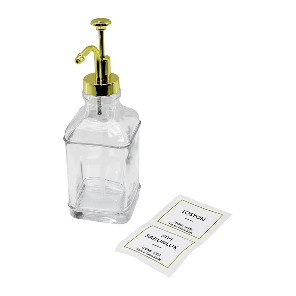 Kare Cam Şişe Şeffaf Damlatmaz Yağdanlık 500Ml Pompa Musluk Ayrık Model Başlı ürün görseli 1