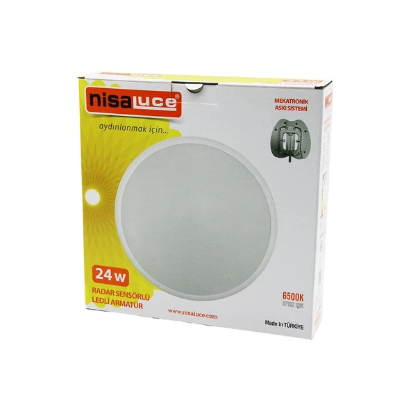 Nisaluce Eamp-106/B 24W Radar Sensörlü Ledli Armatür Beyaz Çerçeve Mekatronik Askı Sistemi 6500K - 2160Lm ürün görseli 1