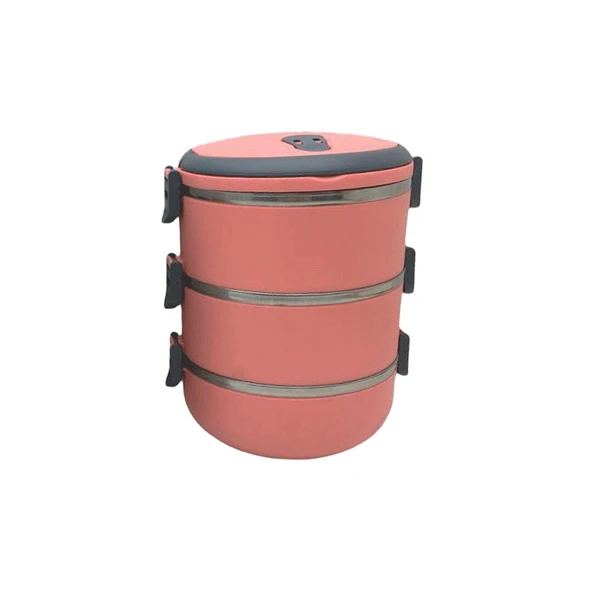 Yemek Termosu Koyu Pembe 3Lü Sefer Tası Saklama Kabı 1.8Lt ürün görseli 1