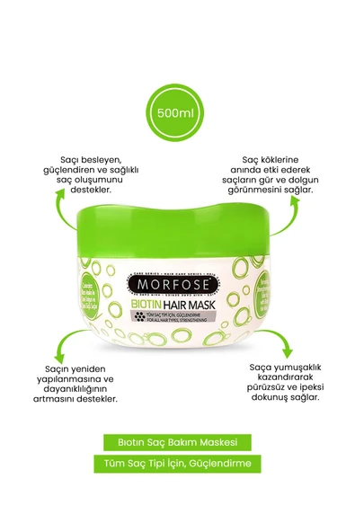 Morfose Saç Maskesi Biotin 500 ml - Resim 2
