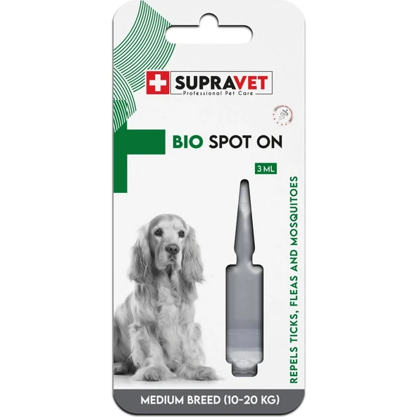 Supravet Orta Irk Köpek Deri ve Tüy Bakım Ense Yağı; Bit Pire Kene Dış Parazit Bitkisel Damla (10-20 kg) 3 ml ürün görseli 1
