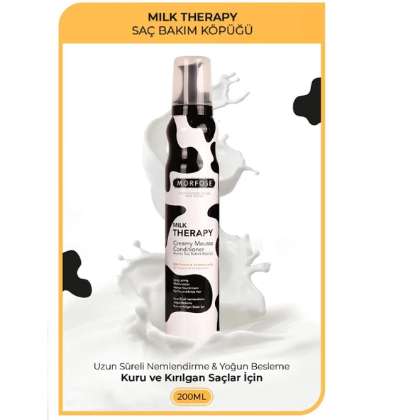 MORFOSE MILK THERAPY KREMSİ SAÇ BAKIM KÖPÜĞÜ 200ML ürün görseli 1