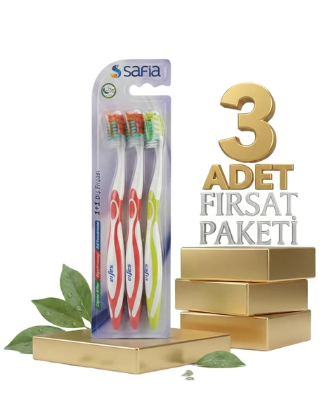 Safia 1+1 Yetişkin Diş Fırçası x3 ürün görseli 1
