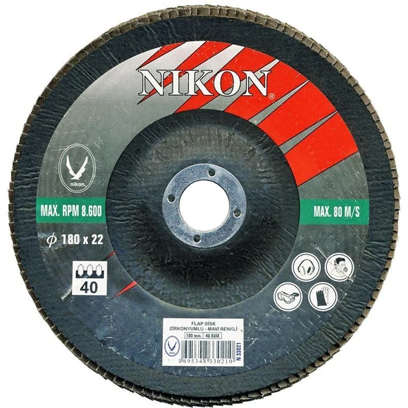 Nikon Zirkonyum Flap Disk 180mm 60 Kum 10 Adet ürün görseli 1