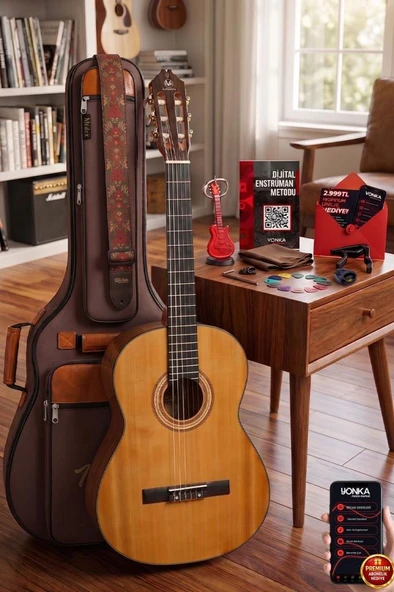Maxword X51 Profesyonel Masif Ağaç Klasik Gitar Seti Natural 4/4 Üst Segment ürün görseli 1