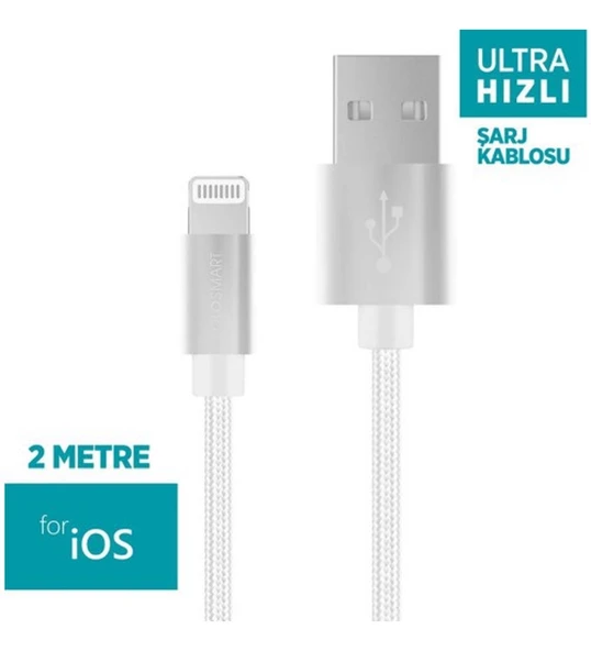 Polosmart PSM02 Lightning 2 Metre Hızlı Şarj Kablosu ürün görseli 1
