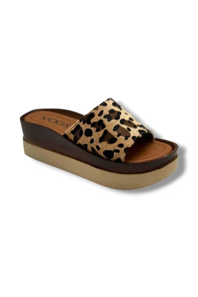 Voga 2500-272 Leopar Desenli Anatomik Dolgu Taban Kadın Terlik ürün görseli 1