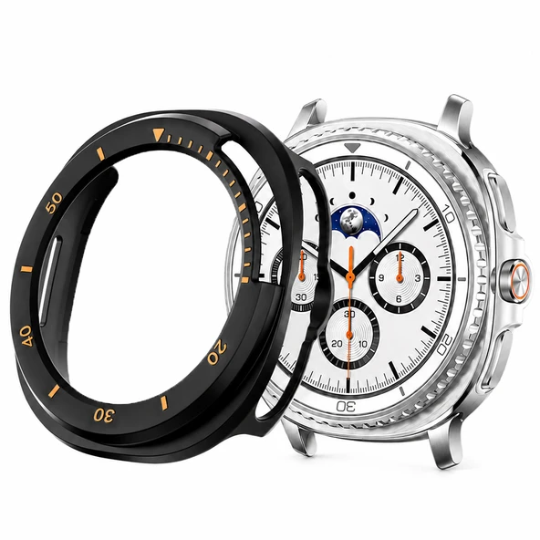 Samsung Watch 8 Classic 46mm İle Uyumlu Kasa Uyumlu Kılıf Sert PC Kasa Koruyucu Kılıf  Turuncu ürün görseli 1