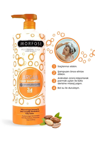 Morfose Shampoo Argan 1000 ml - Resim 3