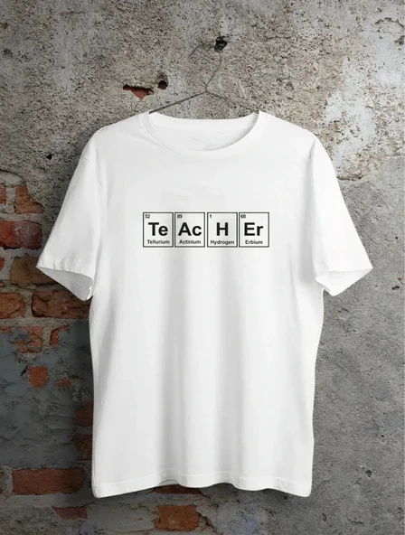24 Kasım Kimya Öğretmeni Hediyesi Baskılı Bisiklet Yaka T-shirt - Beyaz ürün görseli 1