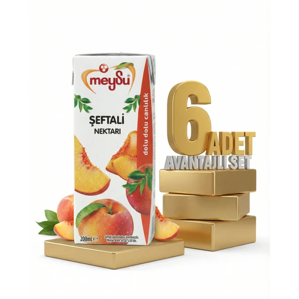 Meysu Nektar Şeftali 6x200 Ml ürün görseli 1