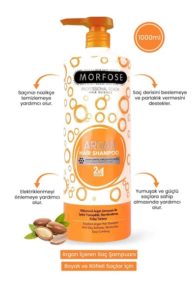 Morfose Shampoo Argan 1000 ml - Resim 2