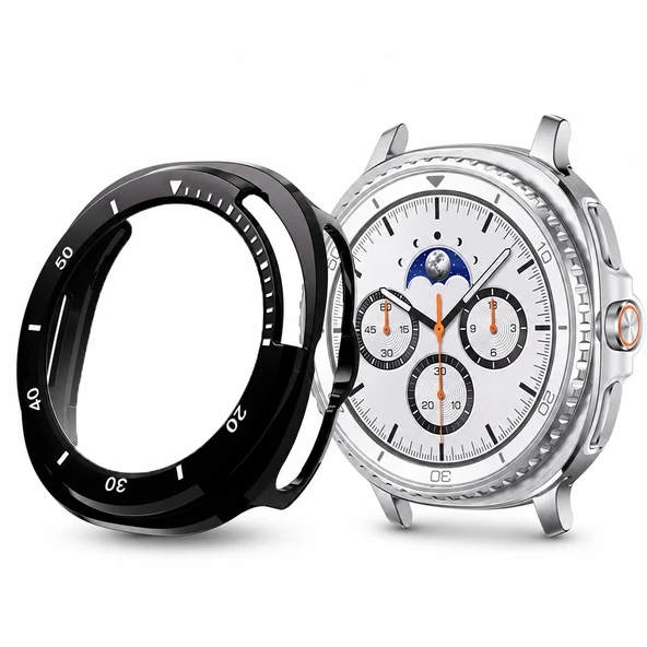 Samsung Watch 8 Classic 46mm İle Uyumlu Kasa Uyumlu Kılıf Sert PC Kasa Koruyucu Kılıf  Siyah ürün görseli 1