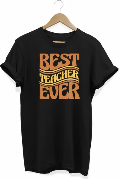 24 Kasım Öğretmenler Günü Hediye Baskılı Oversize Bisiklet Yaka T-shirt - Siyah ürün görseli 1