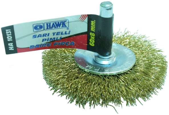 Hawk Sarı Telli Pimli Daire Fırça Ø 100x10 mm.-18 Adet ürün görseli 1
