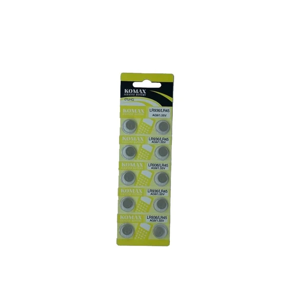 Komax Ag9 Lr936/lr45/394 Alkalin 10'lu Düğme Pil ürün görseli 1