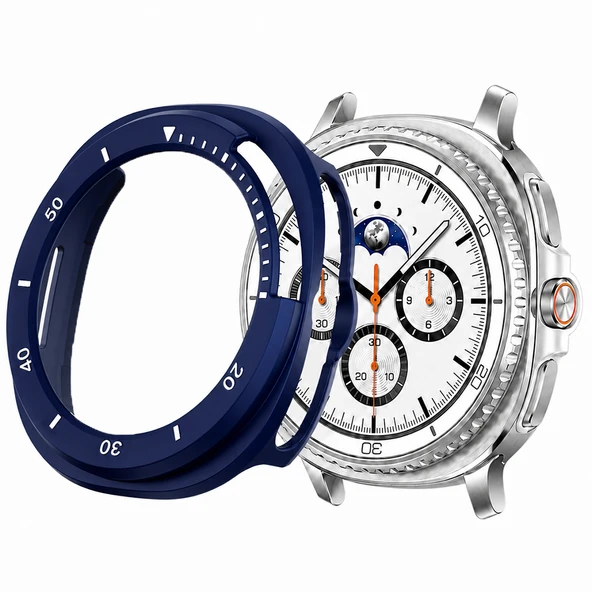 Samsung Watch 8 Classic 46mm İle Uyumlu Kasa Uyumlu Kılıf Sert PC Kasa Koruyucu Kılıf  Lacivert ürün görseli 1