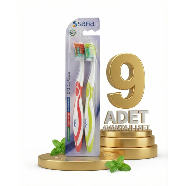 Safia 1+1 Yetişkin Diş Fırçası x9 ürün görseli 1